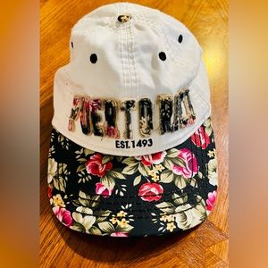 Robin Ruth Women's Hat Puerto Rico Floral White Pink 100% Cotton